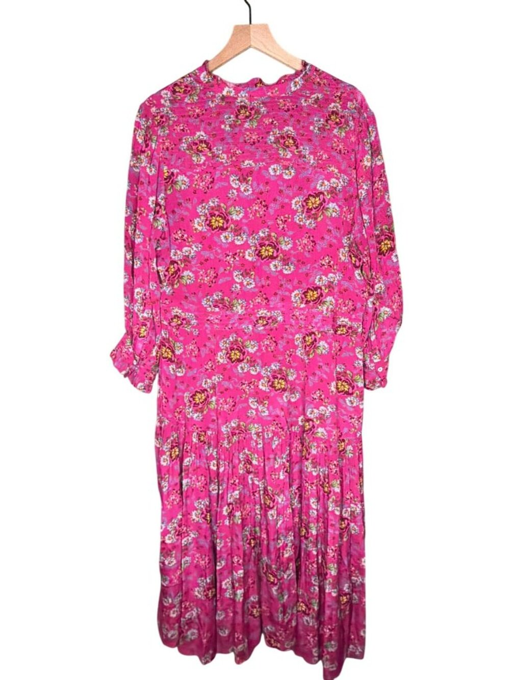 Sundance Rosalee Lined Tiered Floral Midi Dress Petite Large - Picture 3 of 11
